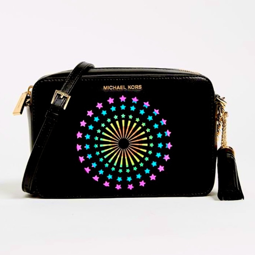 MICHAEL Michael Kors Ginny Crossbody Light Up Camera Bag Black Leather $500
